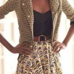 Anthropologie Black/Yellow Strapless Dress - 6